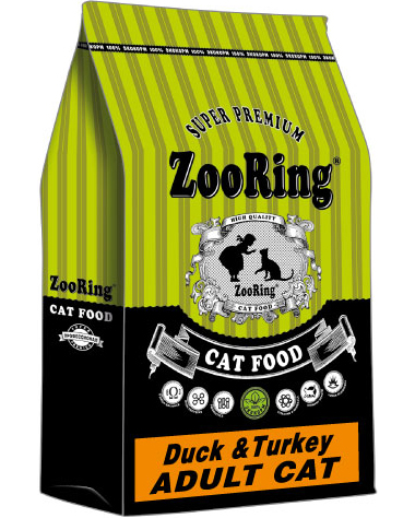 Корм ZooRing Adult Cat Duck & Turkey для молодых и взрослых кошек всех пород (Утка и Индейка)